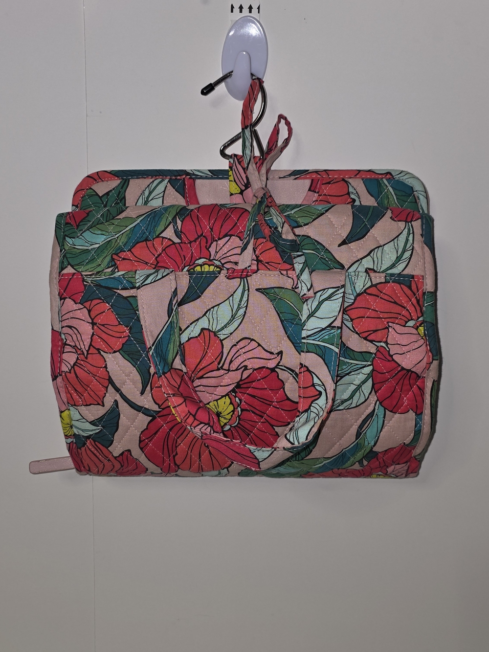 Vera Bradley Quilted Floral Cosmetic Bag in Pink and Red